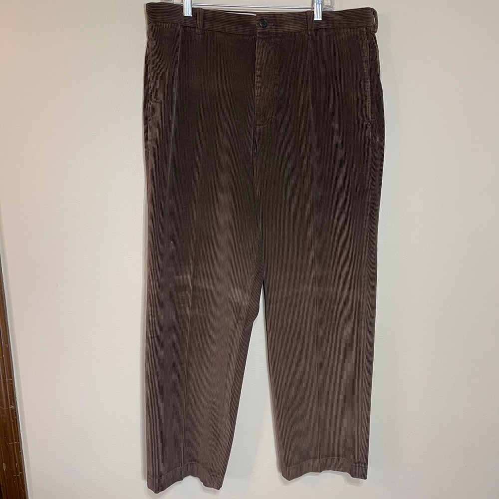 Brooks Brothers 346 Mens Brown Corduroy Pants Flat Front Cotton 38x30 - Picture 1 of 9